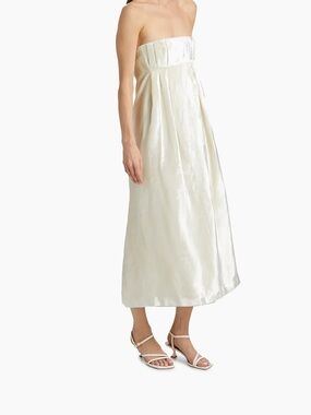LIBEROWE Strapless Satin Velvet dress in Ivory